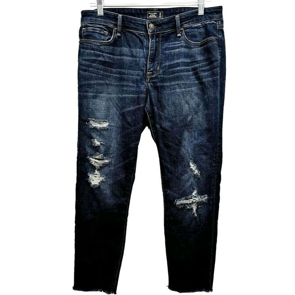 Abercrombie &‎ Fitch Jeans Women's 28/6S Harper Ankle Blue Distressed Low Rise